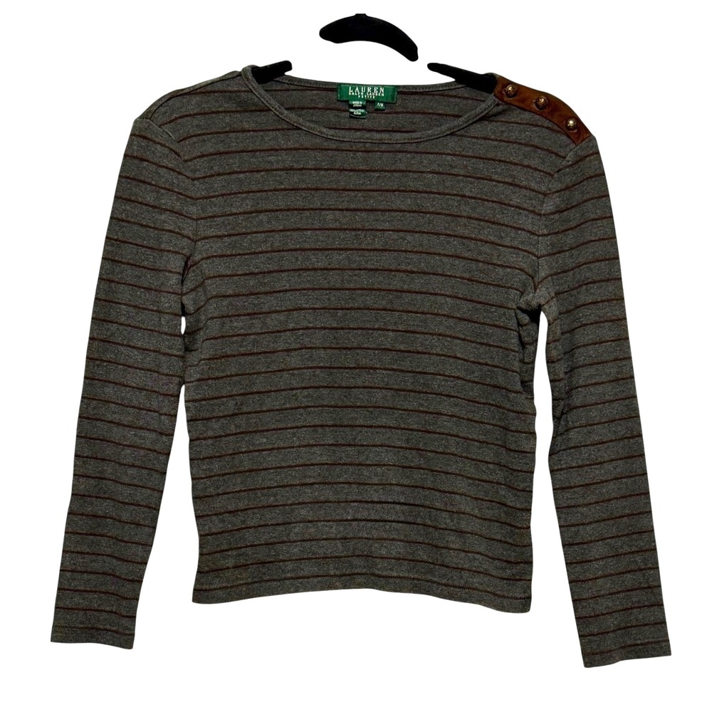 Ralph Lauren Old Money Equestrian Stripe Sweater Top Womens PM Quiet Luxury